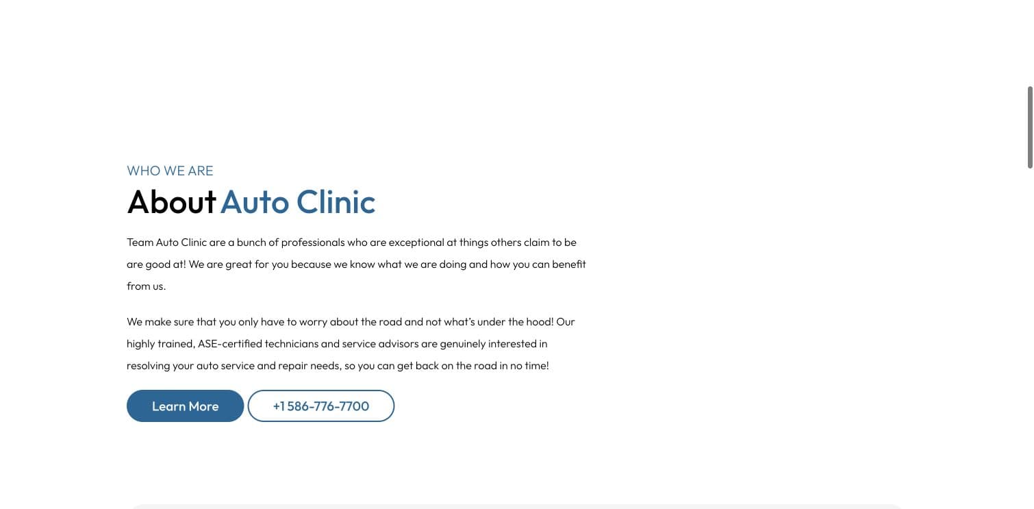 Preview real del sitio Auto Clinic
